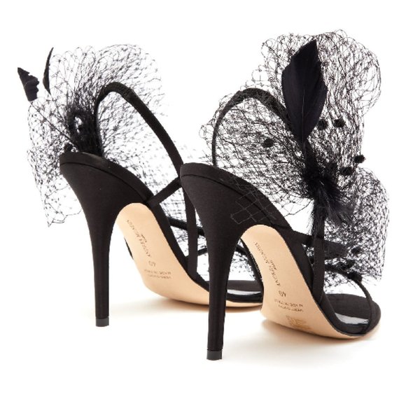 Mesh-Trim Satin Sandals - Picture 3 of 10